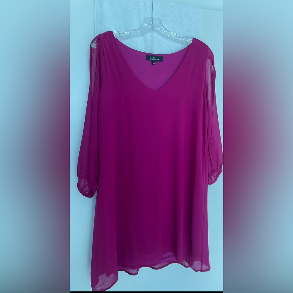 Lulu’s Shifting dears Purple 3/4 sleeve shift dress